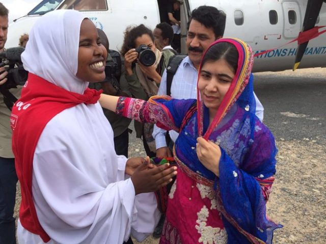 “I am here to speak for my unheard sisters of Somalia striving for education every day,” Malala told the media