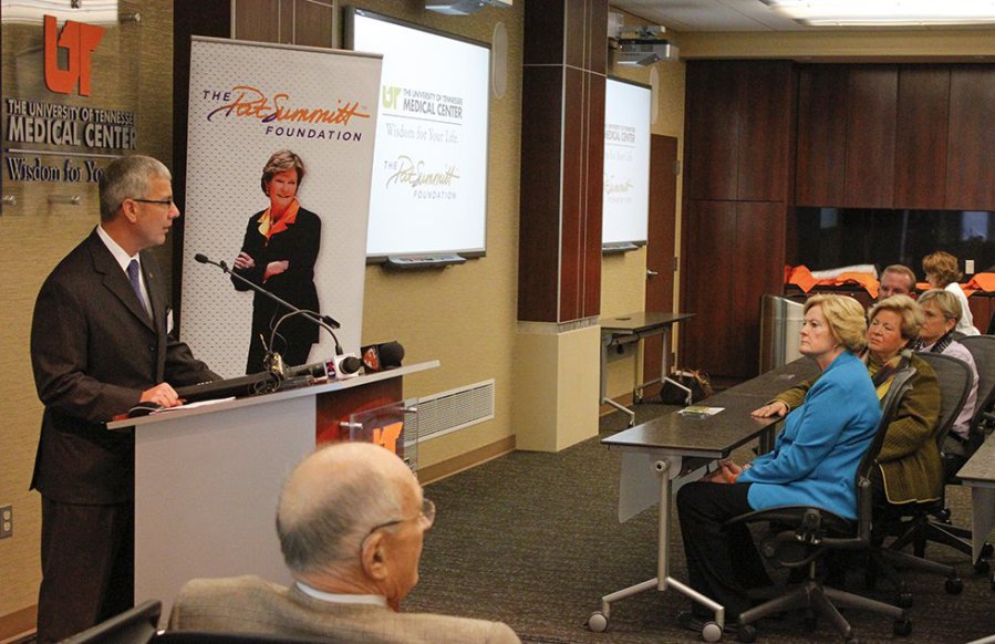 Joseph Landsman president and CEO of University of Tennessee Medical Center speaks at the kick off of a fund raising campaign to build the Pat Summitt Alzheimer's Clinic Wednesday Jan. 14 2015 at University of Tennessee Medical Center. An initia