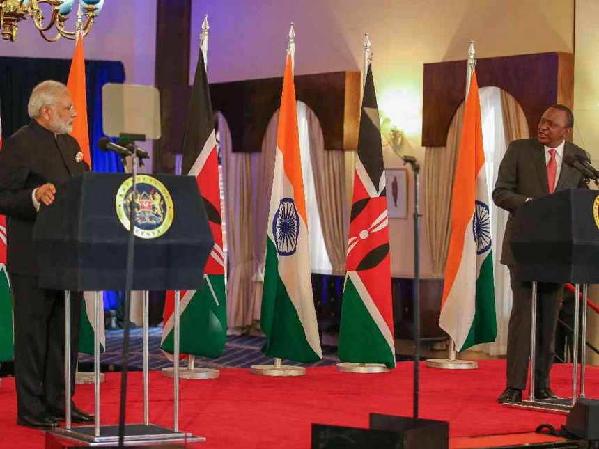 Indian Prime
Minister
Narendra Modi
and President
Uhuru Kenyatta
at State
House Nairobi
yesterday  PSCU