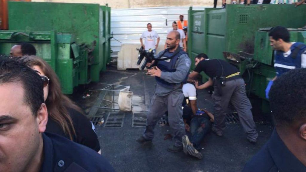 Israeli security forces respond to the scene of a stabbing in Netanya