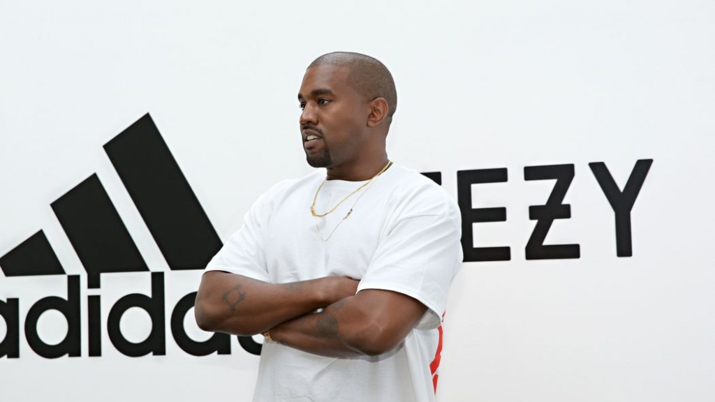 Kanye West at the announcement of his new partnership with Adidas