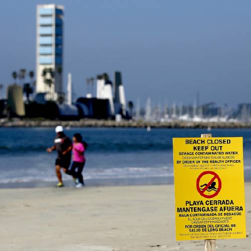 Long Beach Calif. Beaches in Long Beach have been shut down after a sewage spill that began near downtown Los Angeles the day before flowe