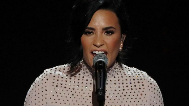 Singer Demi Lovato performs at the Democratic National Convention in Philadelphia Pennsylvania