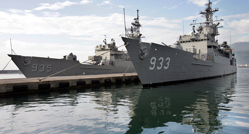 Two Taiwan Navy Knox-class frigates prepare to embark from Taiwan's eastern coastal port of Suao