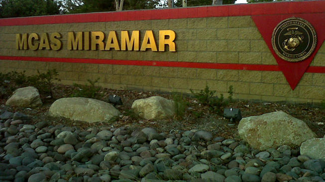 Megan Tevrizian Sign outside Marine Corps Air Station Miramar near San Diego