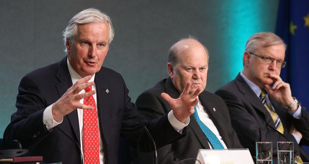 Michel Barnier with Noonan at Dublin Castle in April 2013