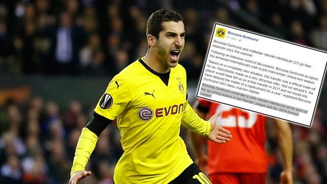 Dortmund aim dig at United as Mkhitaryan leaves aren't taking summer exits well