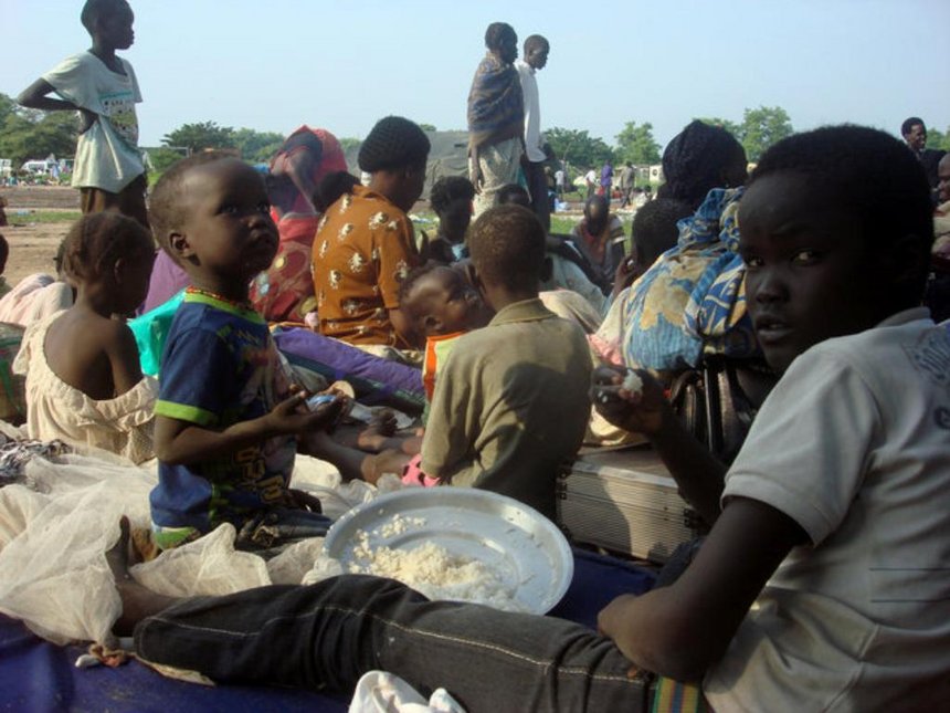 Displaced South Sudanese families are seen in a camp for internally displaced people in the United Nations Mission in South Sudan compound in Tomping Juba South Sudan