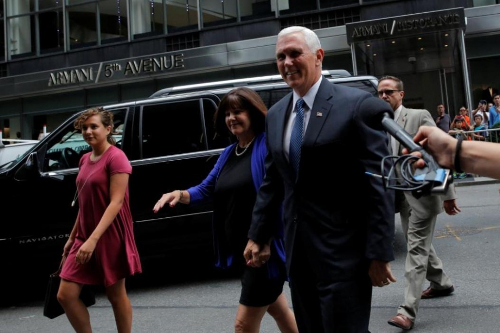 Indiana Governor Mike Pence arrives at Trump Tower in Manhattan New York