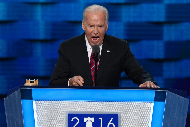 US Vice President Joe Biden addresses the third evening session of the Democratic National Convention at the Wells Fargo Center in Philadelphia Pennsylvania