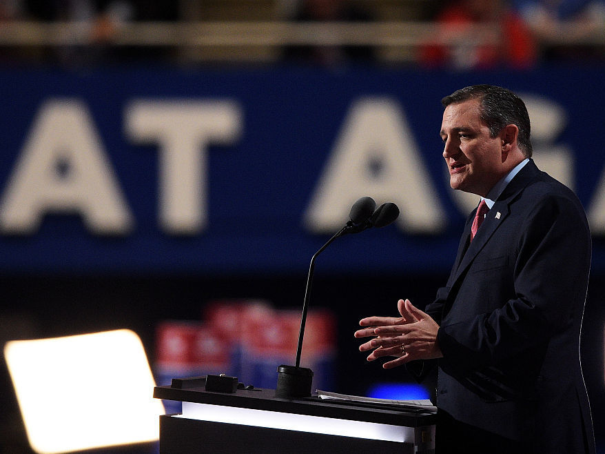 Sen. Ted Cruz delivers a speech on the third day of the Republican National Convention July 20 at the Quicken Loans Arena in Cleveland Ohio