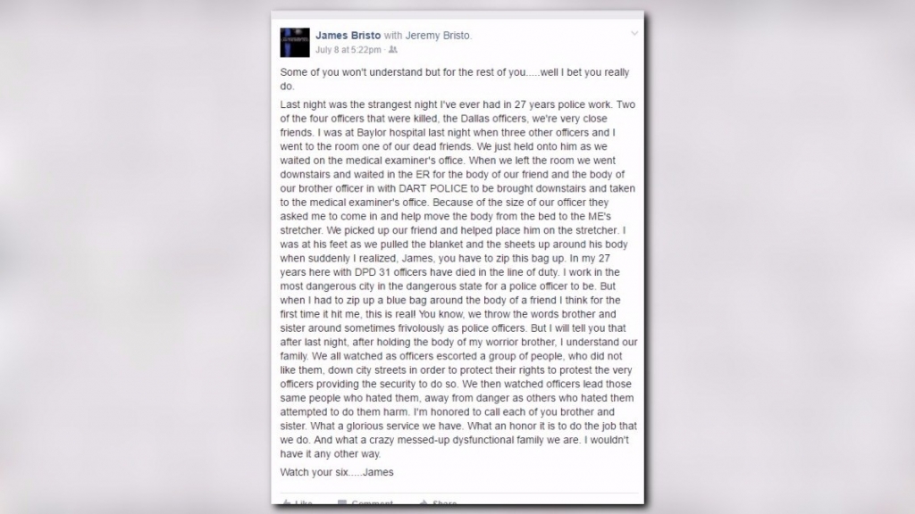 Sgt. James Bristo's words about the day and aftermath of a deadly ambush that killed five fellow officers