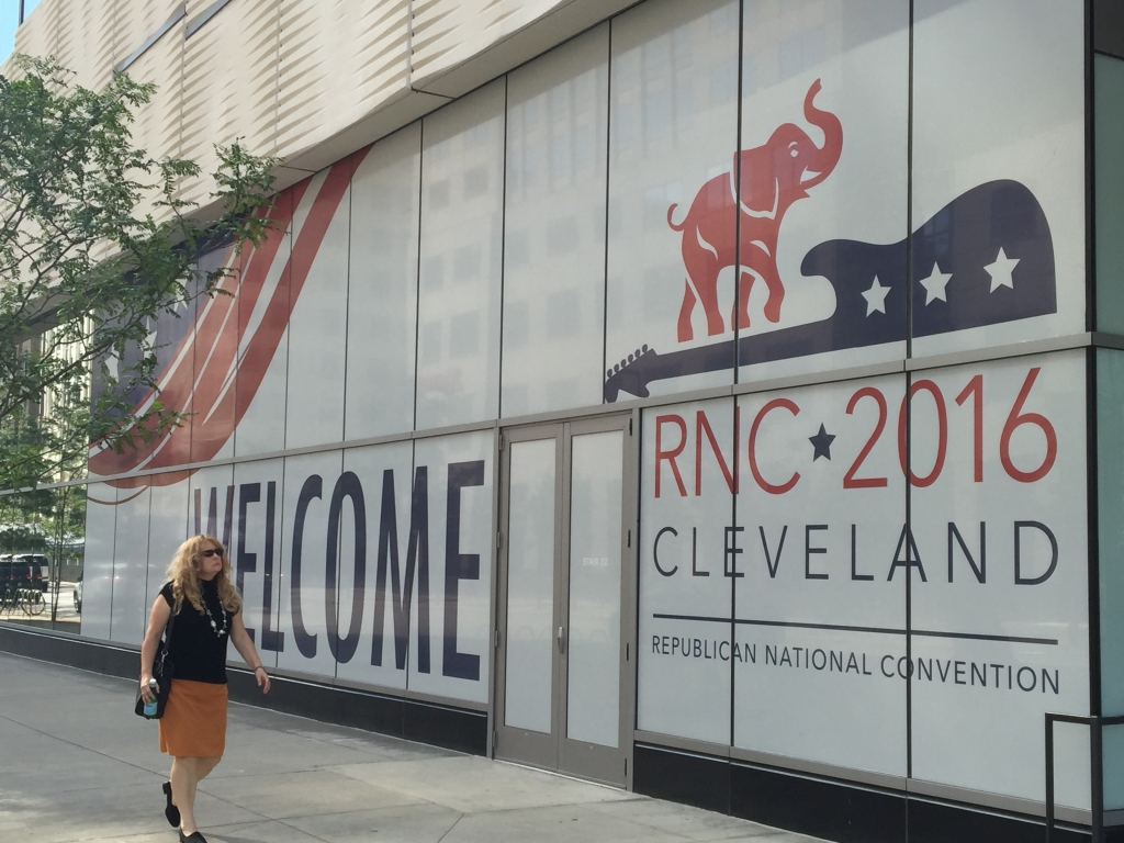 Sidewalk scene in Cleveland Tuesday