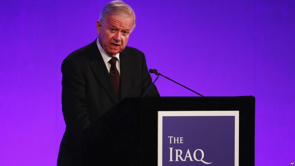 Sir John Chilcot presents the Iraq Inquiry Report at the Queen Elizabeth II Centre in London