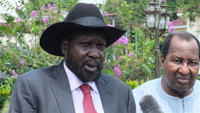 South Sudanese President Salva Kiir, talks to the media