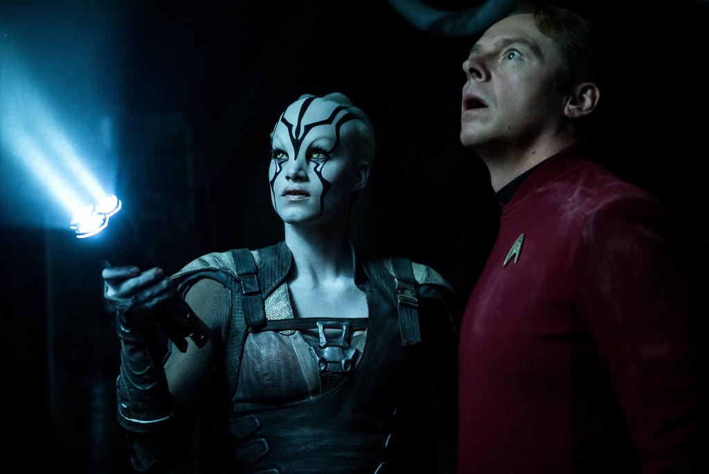 Sofia Boutella left plays Jaylah and Simon Pegg plays Scotty in Star Trek Beyond. Star Trek Beyond has landed atop the weekend box office. According to studio estimates Sunday