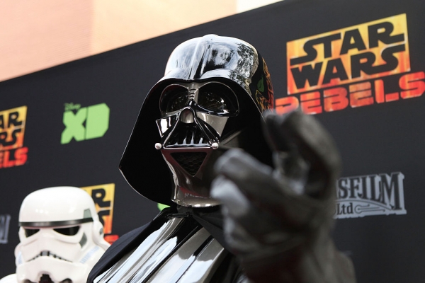 Darth Vader and Stormtroopers arrive at the 'Star Wars Rebels&#039 Season 2 finale event at Walt Disney Studios