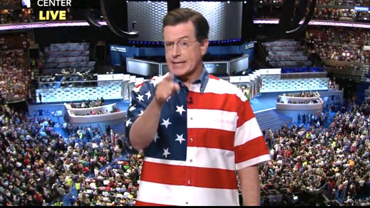 Stephen Colbert plays his'identical twin cousin on CBS&#039'The Late Show. Image via