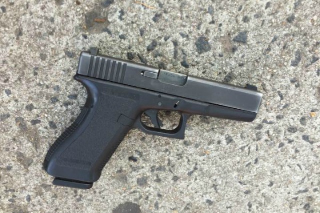 The handgun allegedly used by the suspect