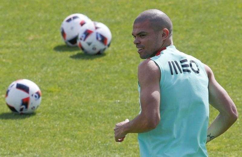 Football Soccer- Euro 2016- Portugal training- Centre National de Rugby Marcoussis France- 8/7/16- Portugal's player Pepe during training. REUTERS  Regis Duvignau