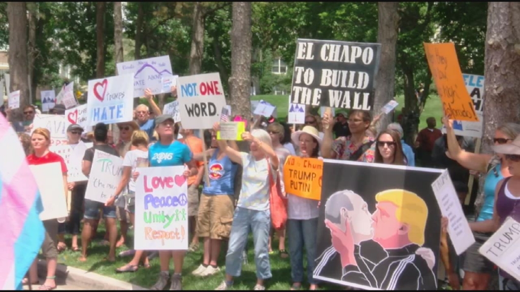 Several hundred protesters showed up to Donald Trump's town hall to express their opinions about the republican nominee. Brett Roberts- FOX21 News