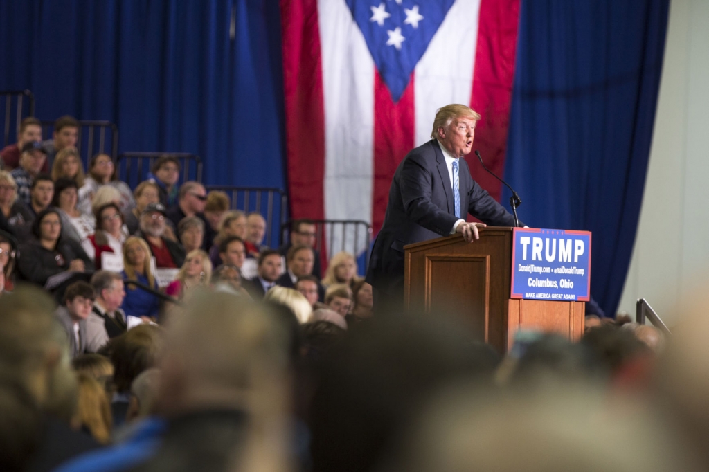 GRAPHER Republican presidential candidate Donald Trump speaks in Columbus