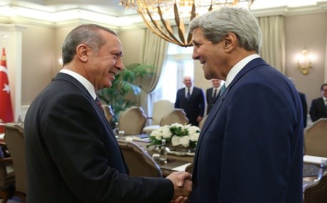 Turkish President Recep Tayyip Erdogan and US Secretary of State John Kerry. AP file