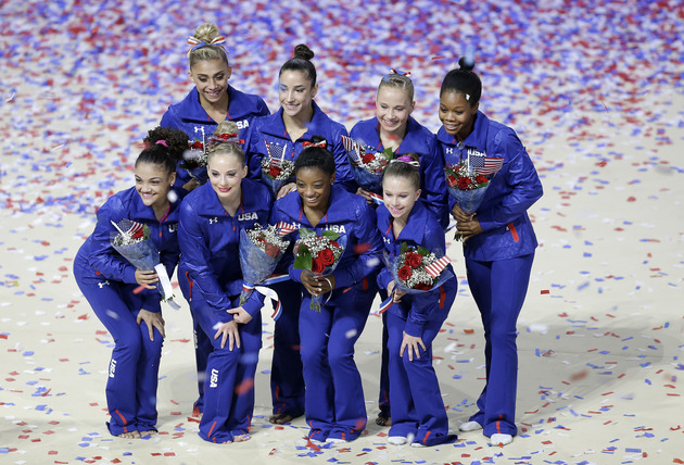 U.S. Olympic women's gymnastics team following the announcement