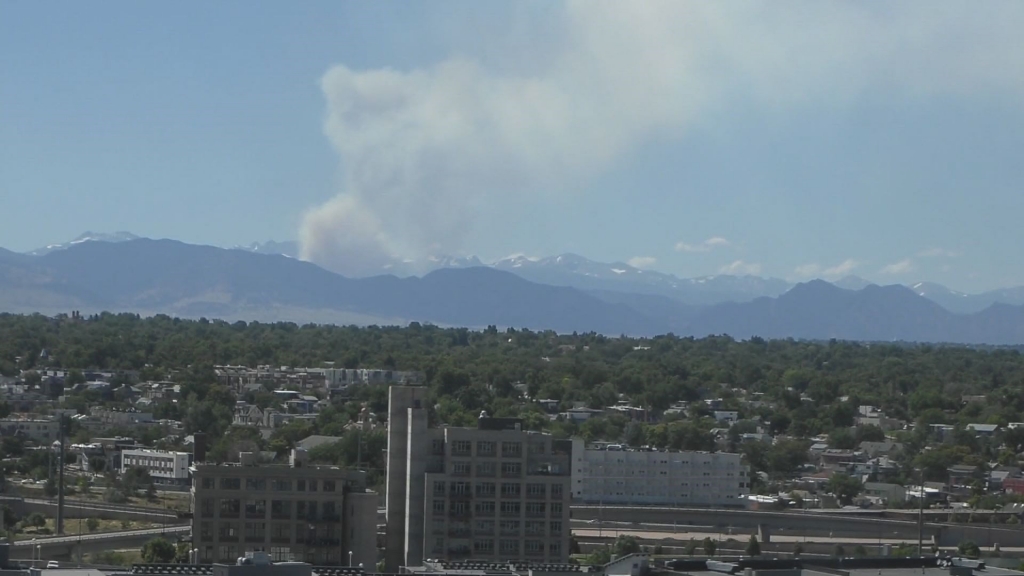 View of the Cold Springs Fire from Denver