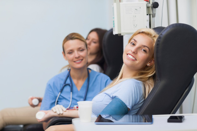 Blood donor looking at camera