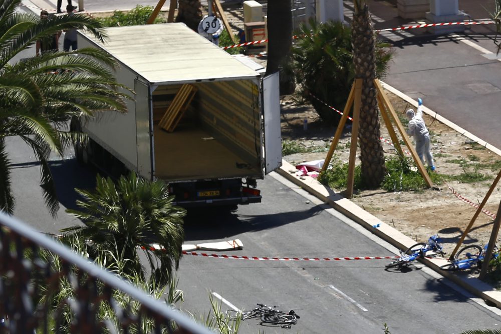 A large truck mowed through revelers gathered for Bastille Day fireworks in Nice killing more than 80 people and sending people fleeing into