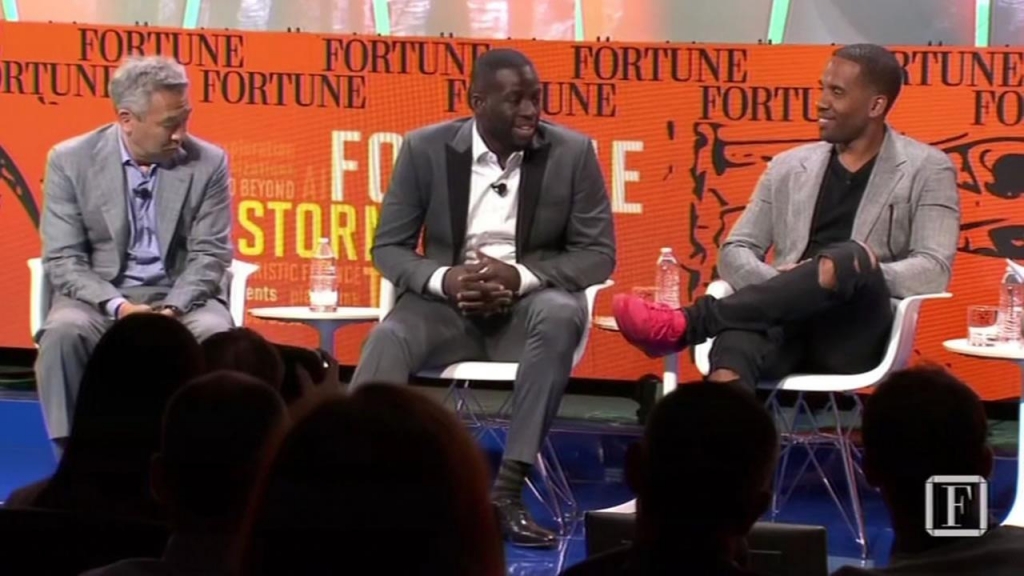 This image shows Warriors Draymond Green at a Fortune magazine tech event Tuesday