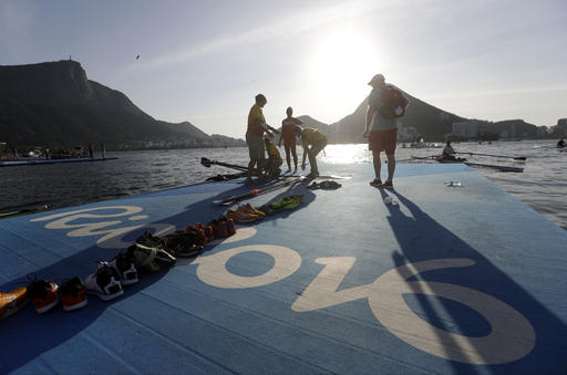 Canada rowers return to shore after practice during the 2016 Summer Olympics in Rio de Janeiro Brazil Sunday Aug. 7 2016