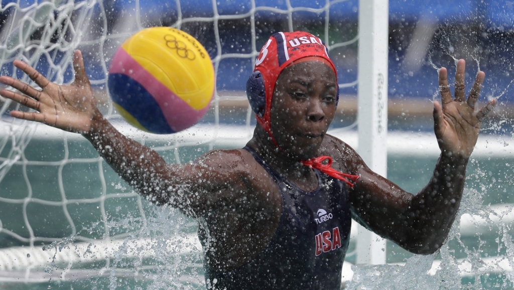 United States&#039 Ashleigh Johnson failed to stop the ball during women's water polo preliminary round match against China at the 2016 Summer Olympics in Rio de Janeiro Brazil Thursday Aug. 11 2016