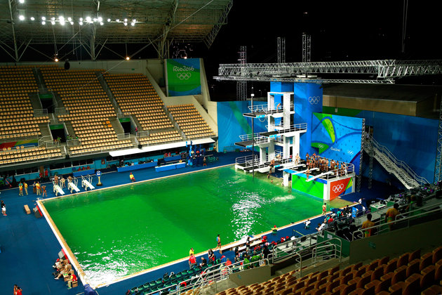 Olympic Diving Pool Mysteriously Turns Green