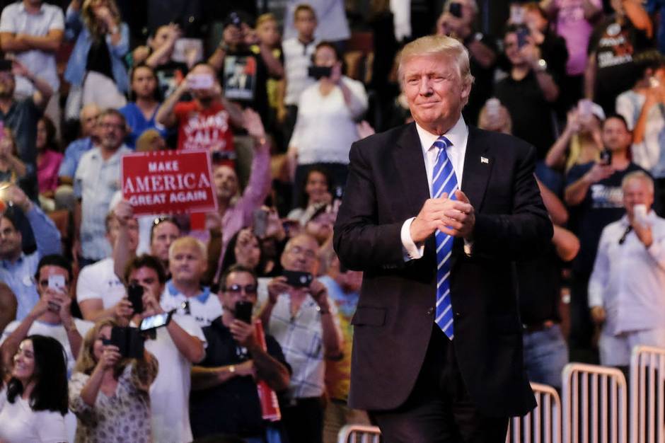 1/1


Agence France Presse
Donald Trump arrived to address supporters Wednesday during a campaign rally at the BB&T Center in Fort Lauderdale Fla