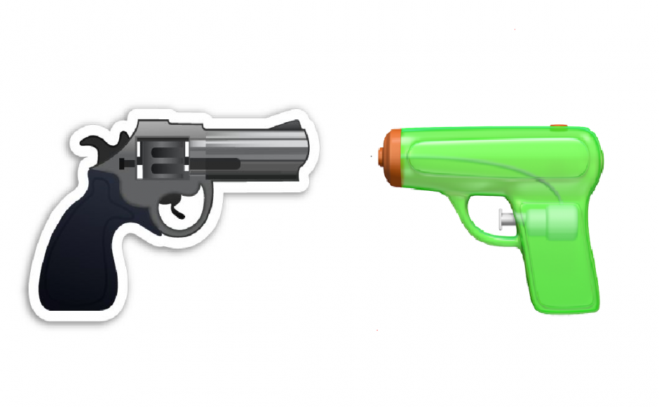 Apple's handgun emoji will be replaced by a bright green water pistol. Pic Apple