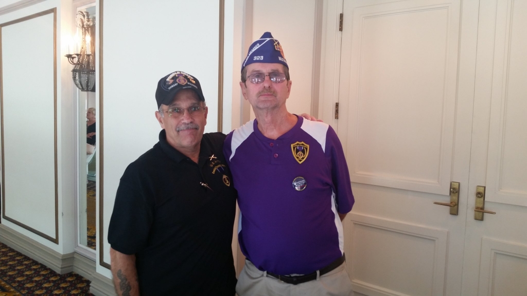 Ken Laforge and John Domina, two of eight veterans who shared their stories of earning a Purple Heart as part of the Veterans History Project