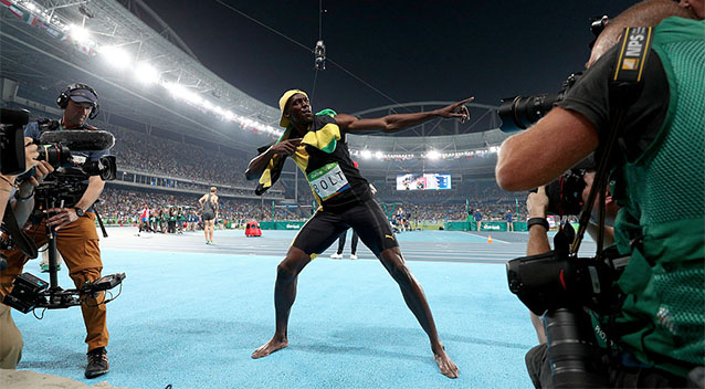 Bolt won the finals of the men's 100m event on Monday