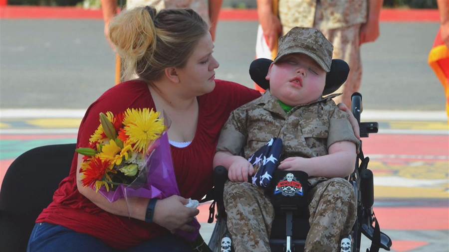 Boy with fatal illness becomes honorary Marine the day before he passes away   Play Video 

  1:13