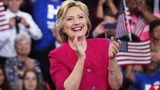 Hillary Clinton holds a rally at Temple University