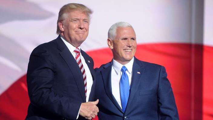 Donald Trump and Mike Pence at day 3 of The Republican National Convention in Cleveland Ohio