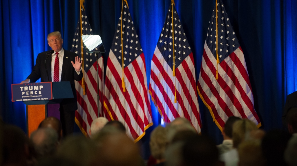 Donald Trump held a campaign event at Youngstown State University in Ohio Monday