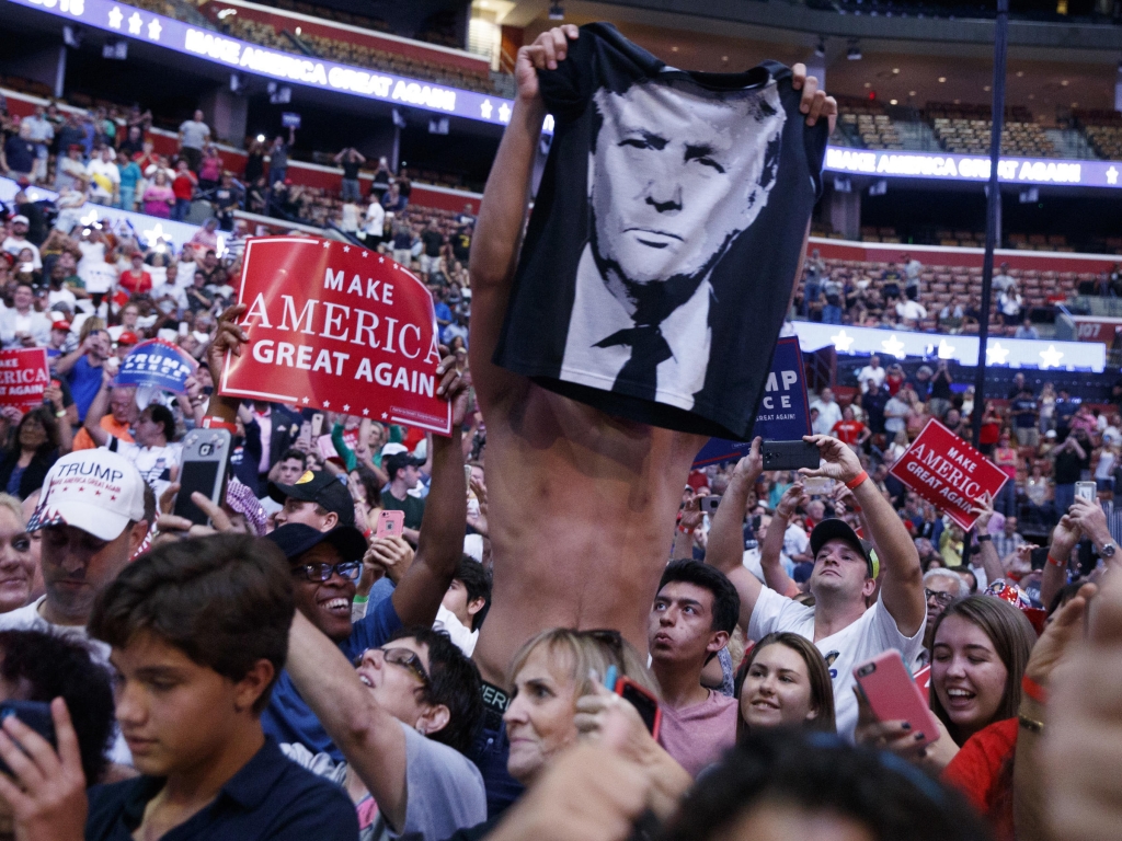 Donald Trump supporters at a campaign rally in Sunrise Fla. on Aug. 10