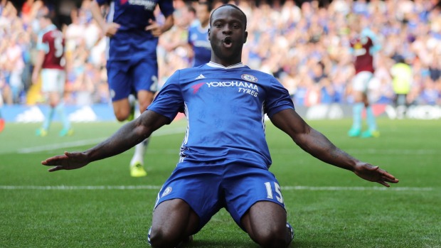 EDDIE KEOGH  REUTERS 
 
   Chelsea's Victor Moses celebrates scoring their third goal