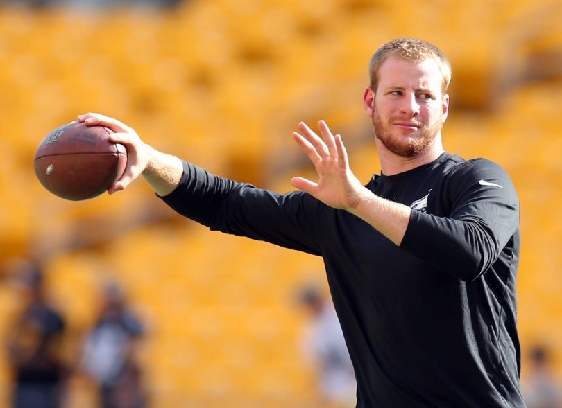 Aug 18 2016 Pittsburgh PA USA Philadelphia Eagles quarterback Carson Wentz warms-up before playing the Pittsburgh Steelers at Heinz Field. Mandatory Credit Charles LeClaire-USA TODAY Sports