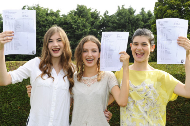 GCSE Results Day for Students at Cromwell Community College Chatteris
LtoR Caitlin Davies Rhian Young Teri Parsonage ANL-160825-131749009