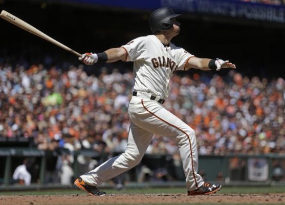 San Francisco Giants Joe Panik swings for