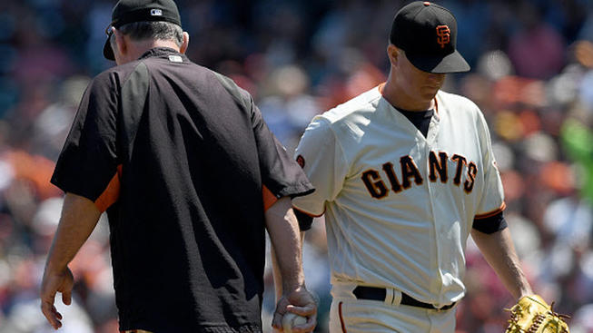 Giants pitcher Matt Cain is back on the disabled list