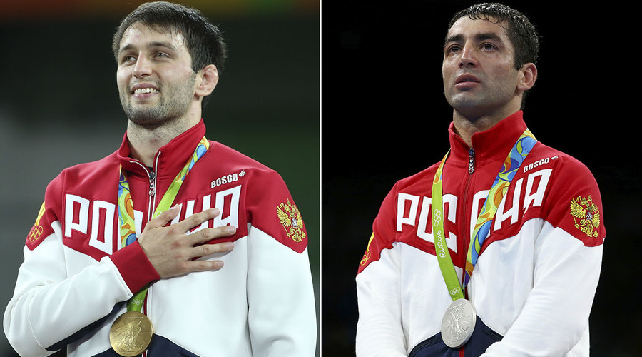 Gold medalist Soslan Ramonov, Silver medalist Mikhail Aloyan